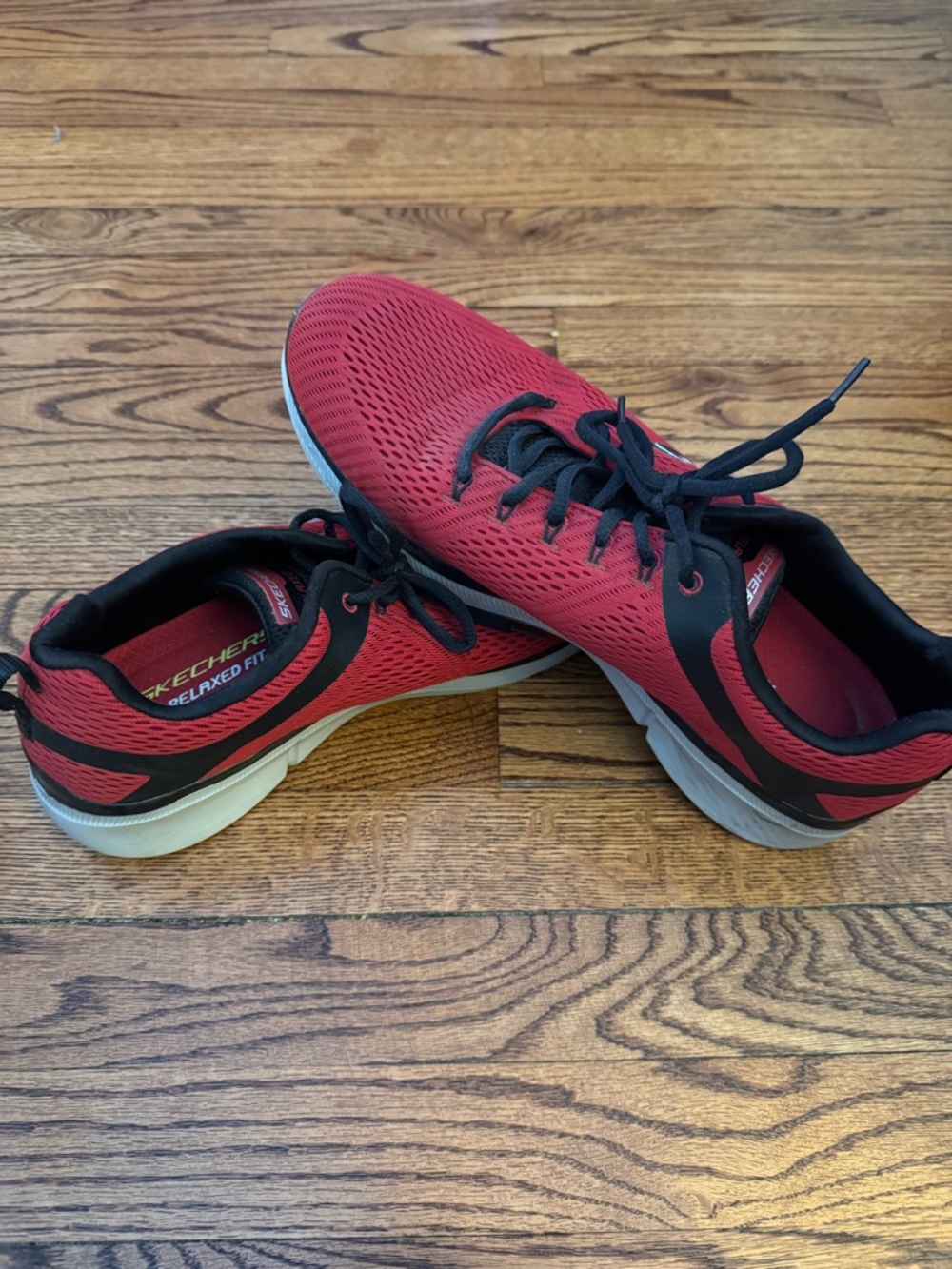 Skechers Red and Black Mesh Athletic Sneakers